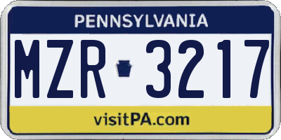 PA license plate MZR3217
