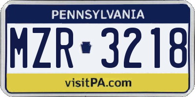 PA license plate MZR3218