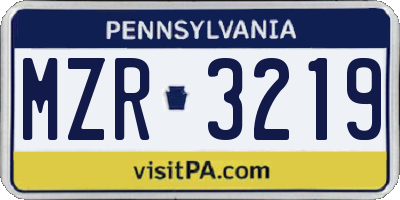 PA license plate MZR3219