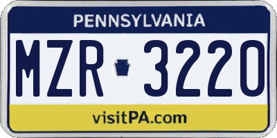 PA license plate MZR3220
