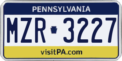 PA license plate MZR3227