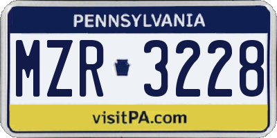 PA license plate MZR3228