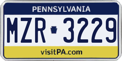 PA license plate MZR3229