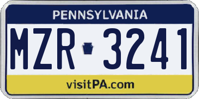 PA license plate MZR3241