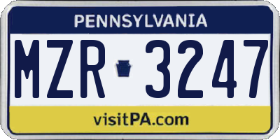PA license plate MZR3247