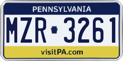 PA license plate MZR3261