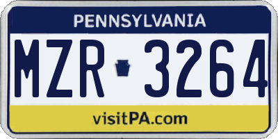 PA license plate MZR3264