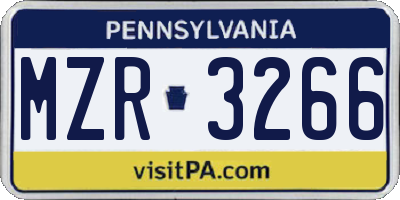 PA license plate MZR3266