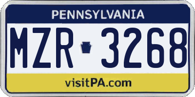 PA license plate MZR3268