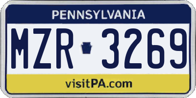 PA license plate MZR3269