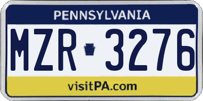 PA license plate MZR3276