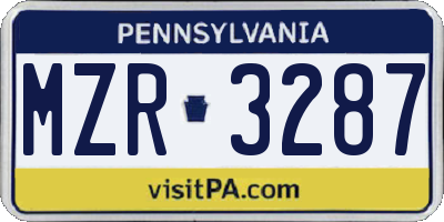 PA license plate MZR3287
