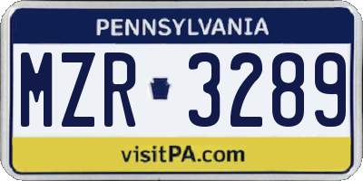 PA license plate MZR3289