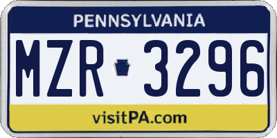 PA license plate MZR3296