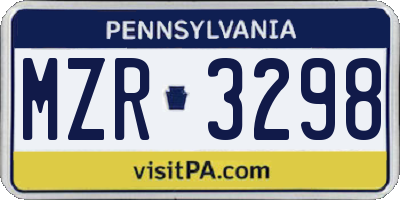 PA license plate MZR3298