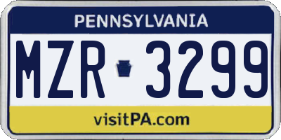 PA license plate MZR3299
