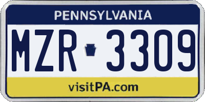 PA license plate MZR3309