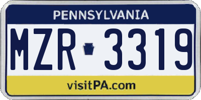 PA license plate MZR3319