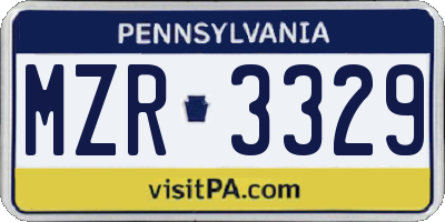 PA license plate MZR3329