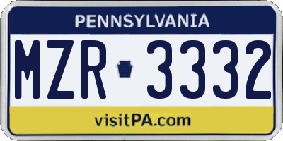 PA license plate MZR3332