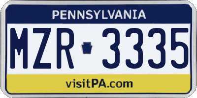 PA license plate MZR3335