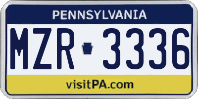 PA license plate MZR3336