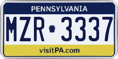 PA license plate MZR3337