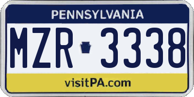 PA license plate MZR3338