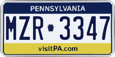 PA license plate MZR3347