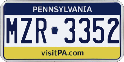 PA license plate MZR3352