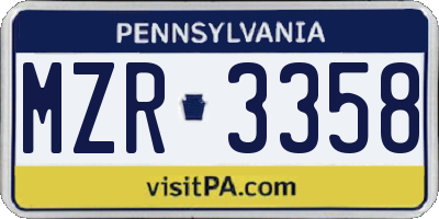 PA license plate MZR3358