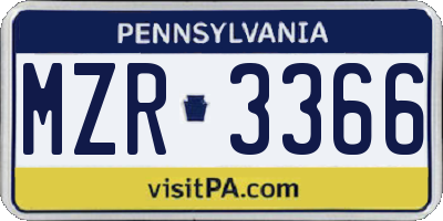 PA license plate MZR3366
