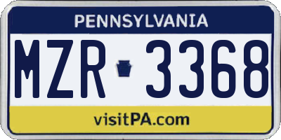 PA license plate MZR3368