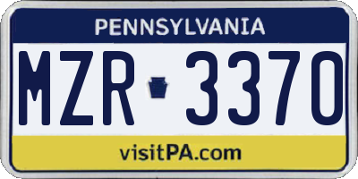 PA license plate MZR3370