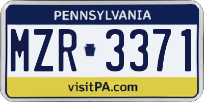 PA license plate MZR3371