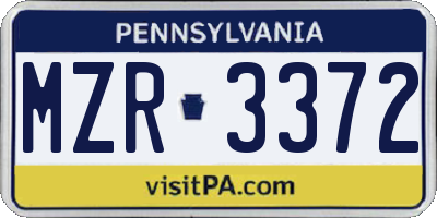 PA license plate MZR3372