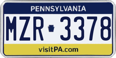 PA license plate MZR3378