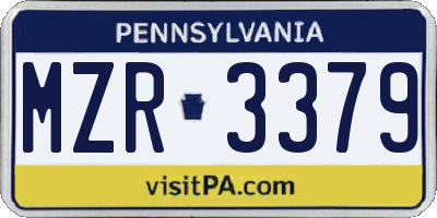 PA license plate MZR3379