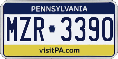 PA license plate MZR3390