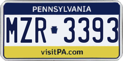 PA license plate MZR3393