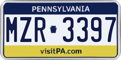 PA license plate MZR3397