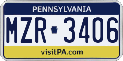 PA license plate MZR3406
