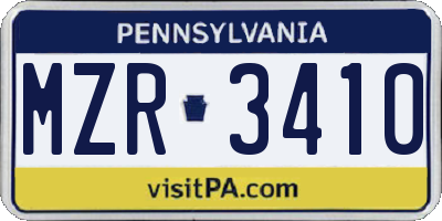 PA license plate MZR3410