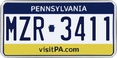 PA license plate MZR3411