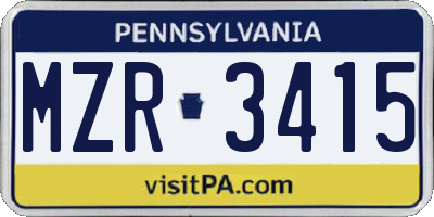 PA license plate MZR3415