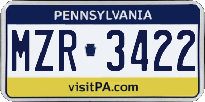PA license plate MZR3422