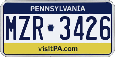 PA license plate MZR3426