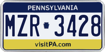 PA license plate MZR3428