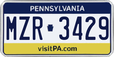 PA license plate MZR3429