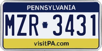 PA license plate MZR3431